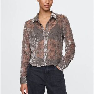 Gap Recycled Ethereal Velvet Crop Top Vintage Gray Brown Boho Small